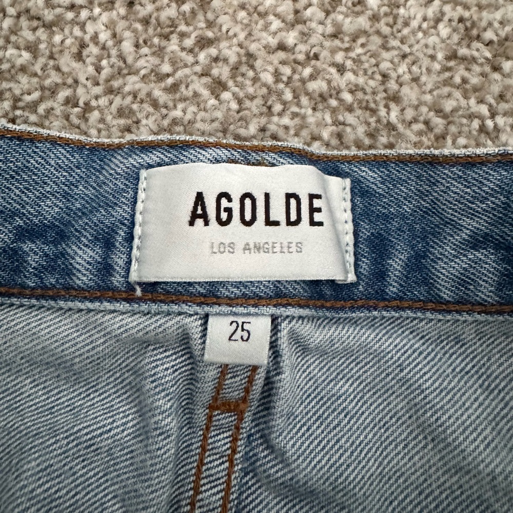 AGOLDE Jaden High Rise Denim Shorts Size 25 Raw Hem - Picture 2 of 6